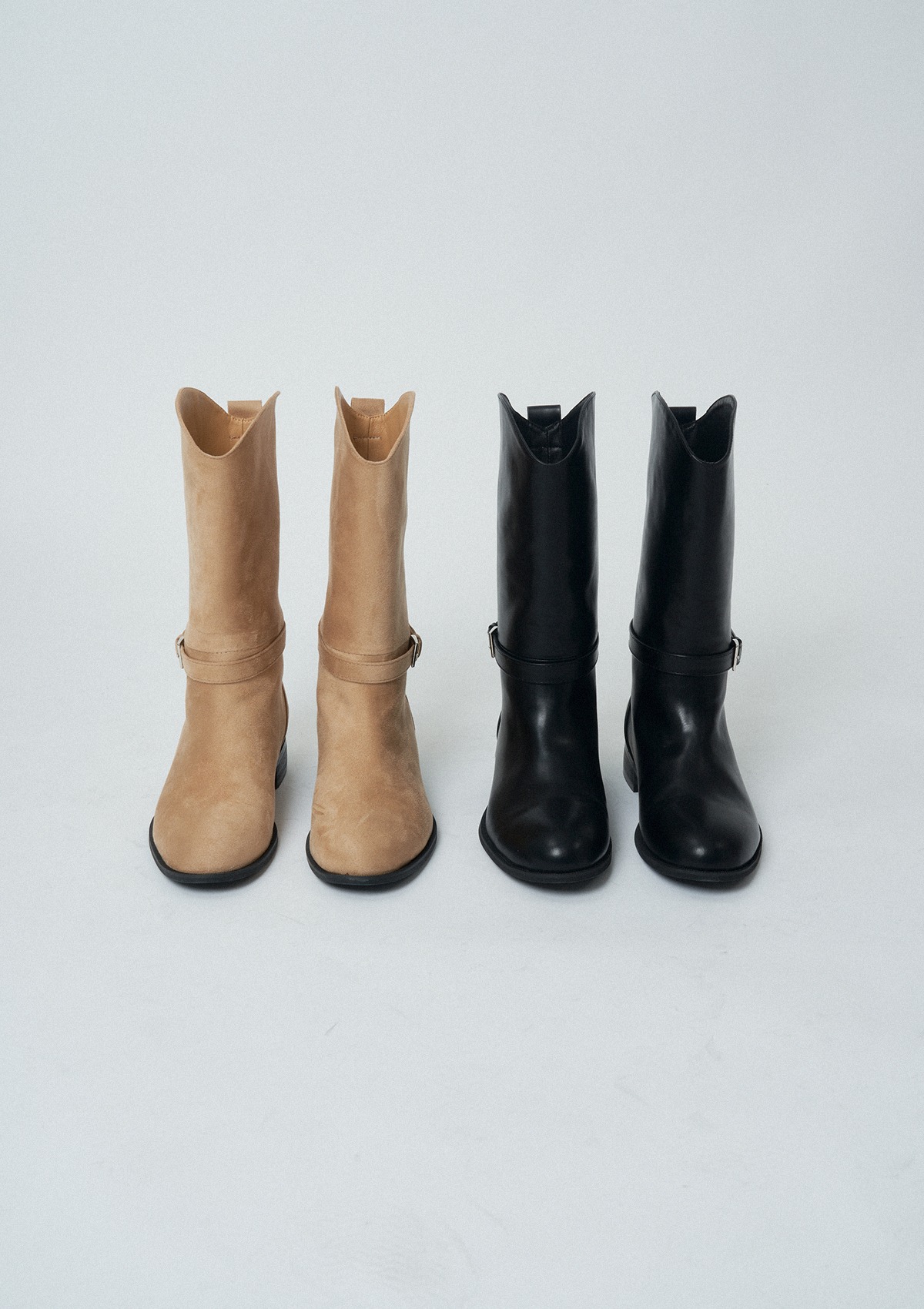 Bell boots (Black,Beige)